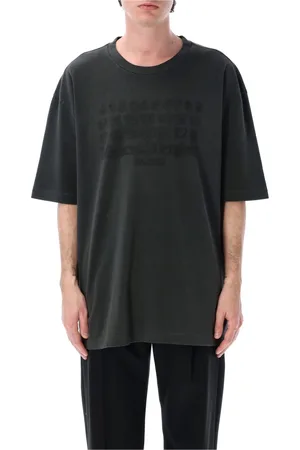 Maison Margiela Koszulki, Mężczyzna, Czarny, S, Czarna Koszulka z Haftem Oversize