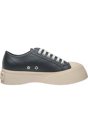 Marni Buty, Kobieta, Czarny, 38 EU, Skóra, Lśniące skórzane sneakersy sznurowane