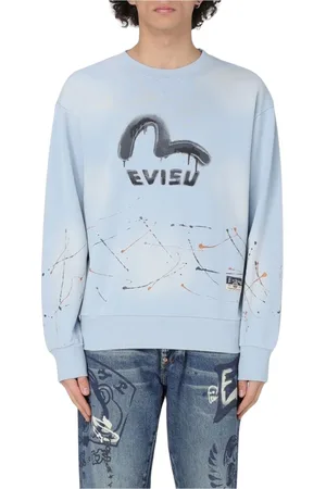 Evisu Bluzy, Mężczyzna, Niebieski, L, Bluza Graffiti