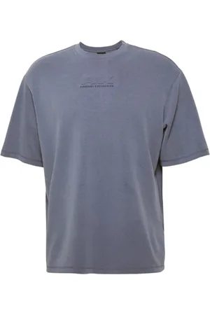 Armani Exchange Koszulki, Mężczyzna, Niebieski, L, Podstawowy T-shirt z okrągłym dekoltem niebieski