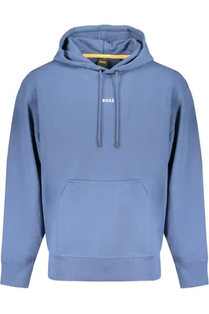 HUGO BOSS Bluzy, Mężczyzna, Niebieski, L, Niebieski Bawełniany Bluza z Kapturem i Logo