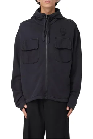 C.P. Company Bluzy, Mężczyzna, Czarny, L, Czarny Zip Up Kaptur Modny Bluza