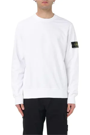 Stone Island Bluzy, Mężczyzna, Biały, M, Biały Crew Neck Sweatshirt