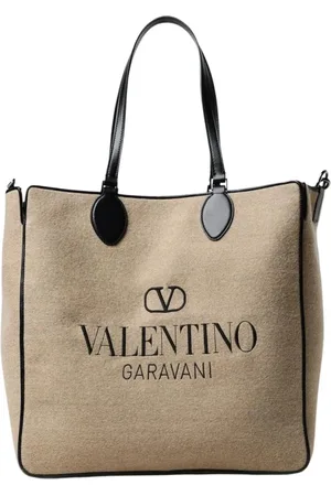 VALENTINO GARAVANI Torebki, Mężczyzna, Beżowy, ONE SIZE, Len, Luksusowa torba na zakupy z filcu wełnianego