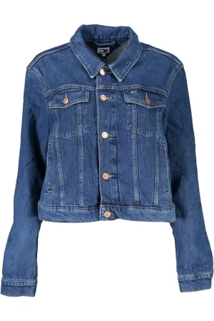Tommy Hilfiger Kurtki, Kobieta, Niebieski, S, Bawełna, Niebieska Bawełniana Kurtka Damska