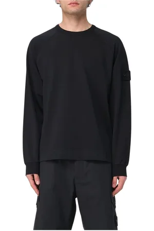 Stone Island Bluzy, Mężczyzna, Czarny, 3XL, Czarny Raglanowy Sweter Styl Casual