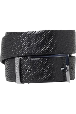 HUGO BOSS Akcesoria, Mężczyzna, Czarny, ONE SIZE, Elegancki Pasek Skórzany z Metalową Sprzączką