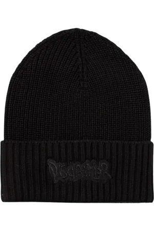 DISCLAIMER Akcesoria, Mężczyzna, Czarny, ONE SIZE, Klasyczny Czarny Zestawiony Dzianinowy Beanie Hat