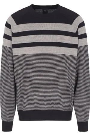 Armani Exchange Swetry, Mężczyzna, Wielobarwność, XL, Pasiasty sweter z okrągłym dekoltem