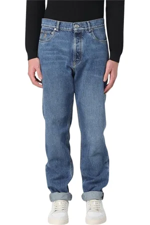 Brunello Cucinelli Jeansy, Mężczyzna, Niebieski, M, Eleganckie Niebieskie Straight Leg Jeansy