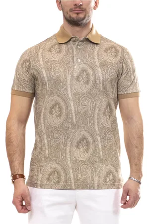 Etro Koszulki, Mężczyzna, Wielobarwność, L, Roma Print Polo Beige