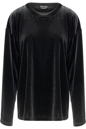 Tom Ford Koszulki, Kobieta, Czarny, S, Czarny Top z Długim Rękawem z Weluru
