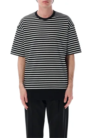 Comme des Garçons Koszulki, Mężczyzna, Czarny, L, T-shirt w paski Czarny Biały Stylowy Ss 25