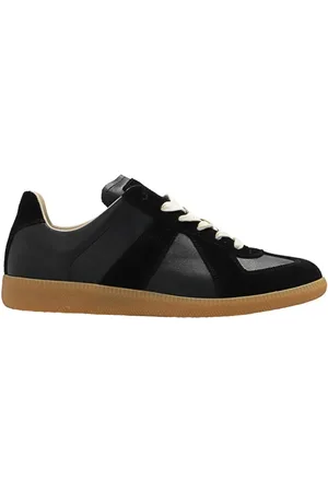 Maison Margiela Buty, Kobieta, Czarny, 39 EU, Zamsz, Czarne Replica Skórzane Sneakersy