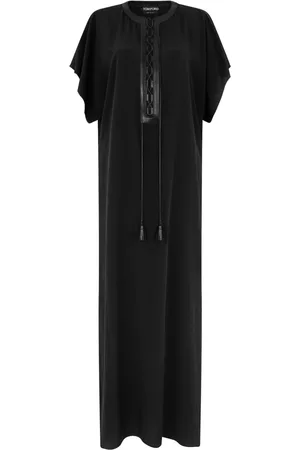 Tom Ford Sukienki, Kobieta, Czarny, M, Czarna Jedwabna Sukienka z Krzyżującymi się Ramiączkami