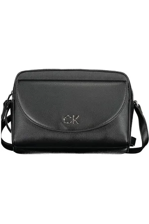 Calvin Klein Torebki, Kobieta, Czarny, ONE SIZE, Len, Czarna torba na ramię z polietylenu z regulowanym paskiem
