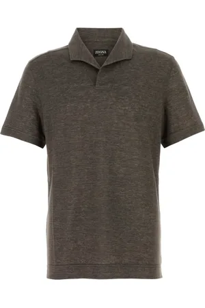 Ermenegildo Zegna Koszulki, Mężczyzna, brązowy, M, Brązowa Koszulka Polo z Lnu