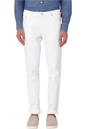Brunello Cucinelli Jeansy, Mężczyzna, Biały, S, Luksusowe Żółte Straight Leg Jeansy