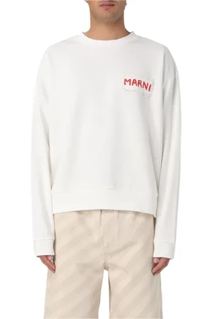 Marni Bluzy, Mężczyzna, Beżowy, M, Bluza z okrągłym dekoltem i logo