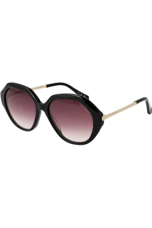 Ted Baker Akcesoria, Kobieta, Czarny, ONE SIZE, Czarne Okulary Przeciwsłoneczne Damskie Prostokąt Gradient Fioletowy