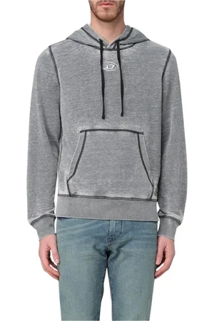 Diesel Bluzy, Mężczyzna, Niebieski, L, Szara Acid Wash Hoodie