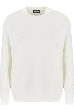 Emporio Armani Swetry, Mężczyzna, Biały, M, Biały Sweter z wełny z okrągłym dekoltem