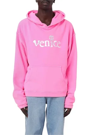 ERL Bluzy, Mężczyzna, Różowy, L, Różowy Relaxed Fit Hoodie