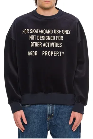 Golden Goose Bluzy, Mężczyzna, Niebieski, M, Niebieski Velour Skate Sweatshirt