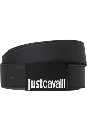 Roberto Cavalli Akcesoria, Mężczyzna, Czarny, 95 CM, Premium Pasek Skórzany z Logo