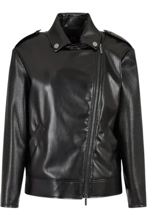 Armani Exchange Kurtki, Kobieta, Czarny, S, Czarna Kurtka Biker dla Kobiet