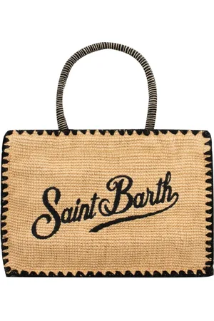 MC2 SAINT BARTH Torebki, Kobieta, Beżowy, ONE SIZE, Słomkowa Torba z Haftem