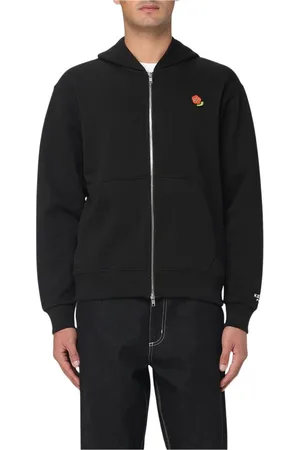 Kenzo Bluzy, Mężczyzna, Czarny, L, Bluza z Kwiatową Haftką na Suwak