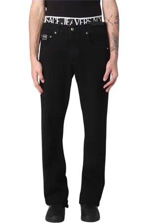 VERSACE Jeansy, Mężczyzna, Czarny, W34, Denim, Nowoczesne Czarne Straight Leg Jeansy