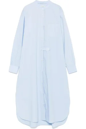 OFFICINE GENERALE Sukienki, Kobieta, Niebieski, S, Niebieska Sukienka z Organicznej Bawełny Poplin