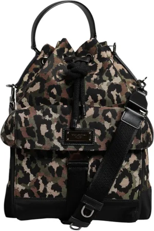 Dolce & Gabbana Torebki, Kobieta, Wielobarwność, ONE SIZE, Nylon, Leopardowa Bawełniana Torba na Ramię
