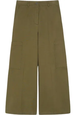 Max Mara Spodnie, Kobieta, Zielony, XS, Spodnie z bawełny canvas, model Quiz