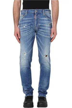 Dsquared2 Jeansy, Mężczyzna, Niebieski, L, Denim, Cool Guy Distressed Jeansy