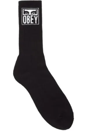 Obey Bielizna, Mężczyzna, Czarny, ONE SIZE, Ikoniczne Eyes Wyszywane Skarpety w Czarnym