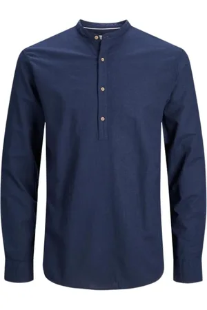 JACK & JONES Koszule, Mężczyzna, Niebieski, S, Slim Fit Koszula z Długim Rękawem Navy