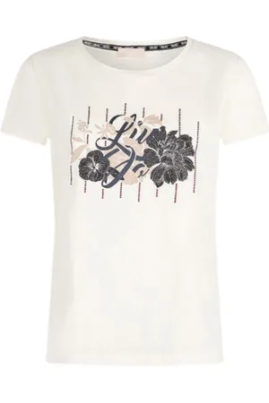 Liu Jo Koszulki, Kobieta, Biały, XS, Kwiatowy T-shirt Krótki Rękaw Biały