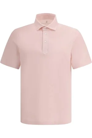 Brunello Cucinelli Koszulki, Mężczyzna, Różowy, L, Monochromatyczny Sweter Polo