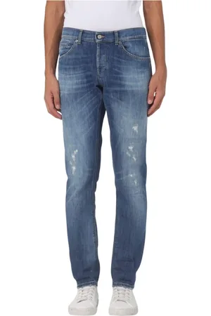 Dondup Jeansy, Mężczyzna, Niebieski, W36, Denim, George Denim Spodnie z efektem znoszenia