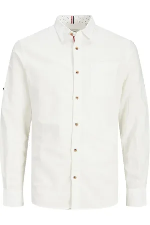 JACK & JONES Koszule, Mężczyzna, Biały, M, Koszula Slim Fit z Długim Rękawem Cloud Dancer