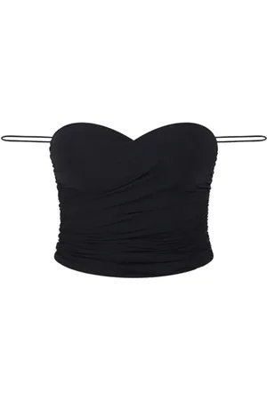Amazuìn Koszulki, Kobieta, Czarny, ONE SIZE, Czarny Top z Falbaną