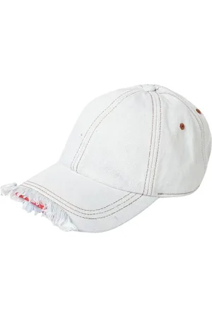 Diesel Akcesoria, Mężczyzna, Biały, ONE SIZE, Denim, Zniszczona Denim Baseball Cap