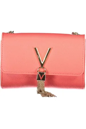 Valentino by Mario Valentino Torebki, Kobieta, Różowy, ONE SIZE, Len, Różowa Torba na Ramię z Łańcuchem i Kontrastującymi Szczegółami