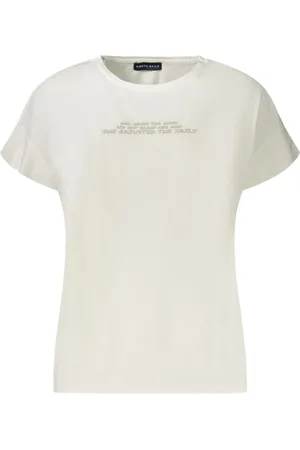 North Sails Koszulki, Kobieta, Beżowy, L, Bawełna, Biała Bawełna Embossed Logo T-shirt