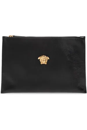 VERSACE Torebki, Mężczyzna, Czarny, ONE SIZE, Skóra, Skórzana torba do ręki