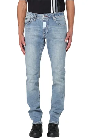 Philipp Plein Jeansy, Mężczyzna, Niebieski, W32, Denim, Jasne Slim Fit Jeansyy