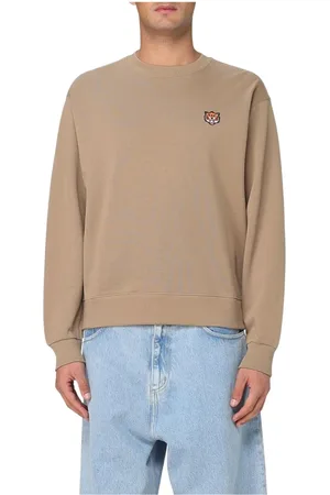 Kenzo Bluzy, Mężczyzna, Beżowy, XL, Szara Bluza z Tygrysą Głową